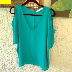 Cold shoulder Teal Blouse